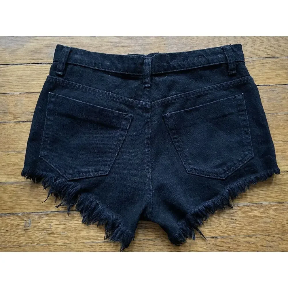 CARMAR Black Distressed Button Fly Cut-Off Denim Shorts sz 28